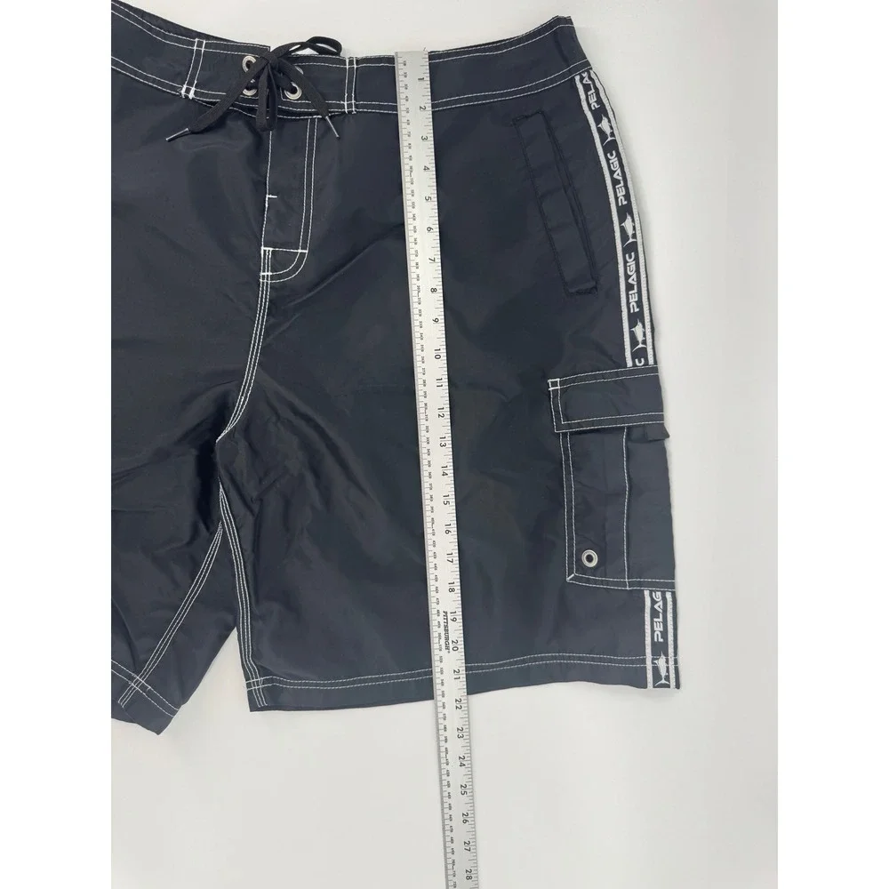 Pelagic Black Fin Shorts Mens 40 Black Board Shorts Fishing Cargo Style 201